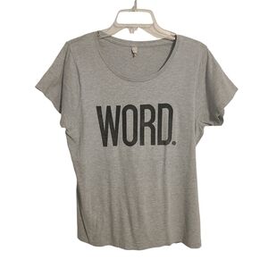 Alstyle | Women's Gray Scoopneck  "Word" Short Sleeve Graphic Tee (Size XL)